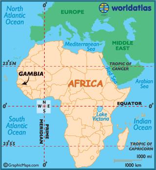 carte du gambie afrique